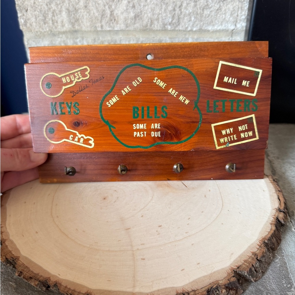 Rustic Wooden Key and Mail Organizer